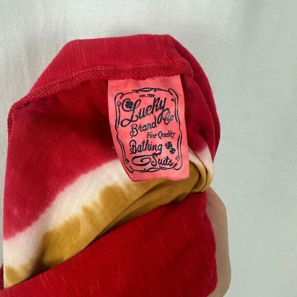 Lucky Brand Swim Coverup Dress Skirt Tie Dyed Red Gold Womens Size M/L - Picture 8 of 9